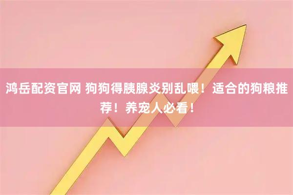 鸿岳配资官网 狗狗得胰腺炎别乱喂！适合的狗粮推荐！养宠人必看！